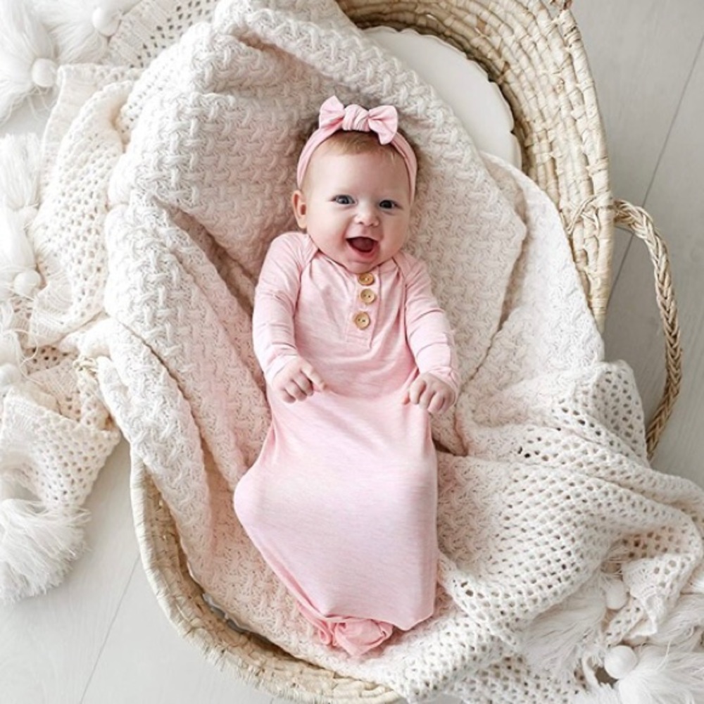 Posh Peanut Pink Heather Gown 0-3 Months